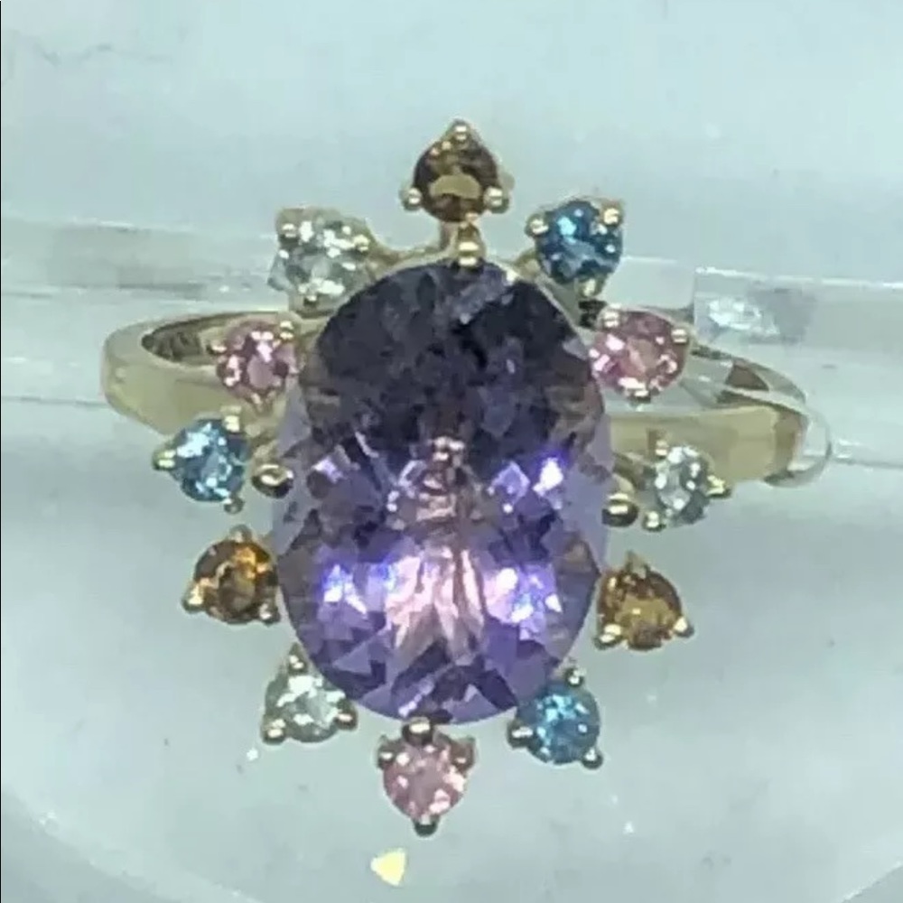 NEW sterling silver ring Colorful Gemstone.
